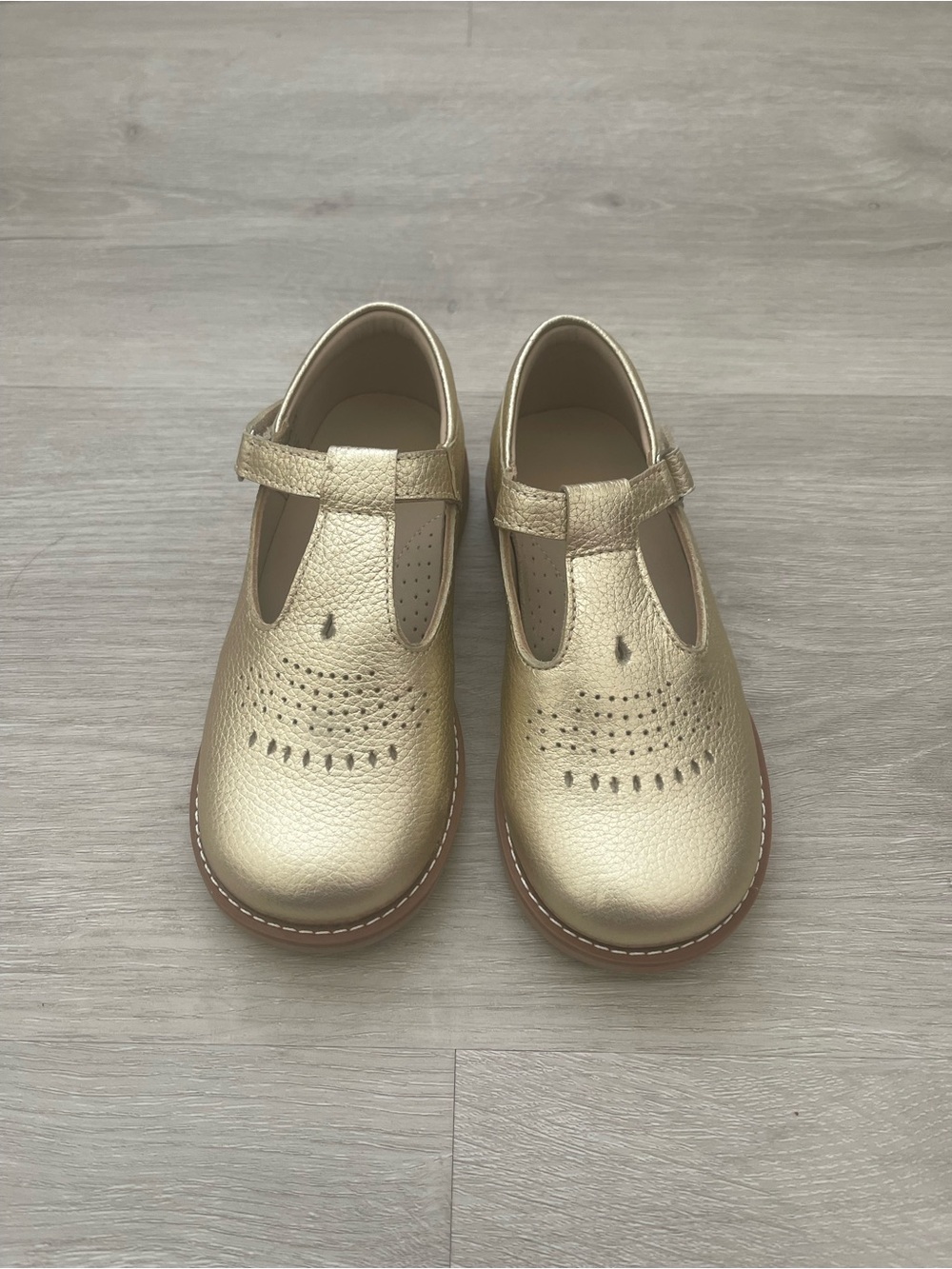 Elephantito Gold T-Strap Dress Shoes for Kids